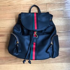 Leather draw string small backpack